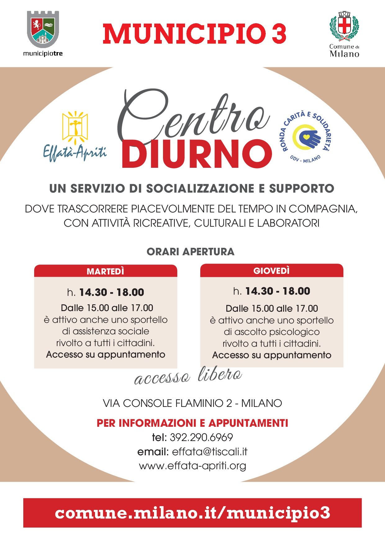 Centro Diurno Effatà-Apriti, martedì e giovedì pomeriggio